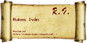 Rubes Iván névjegykártya